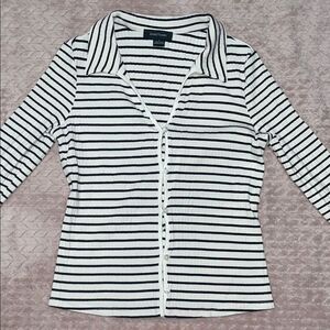 Sanctuary Women's Black and White Striped Button Down Shirt